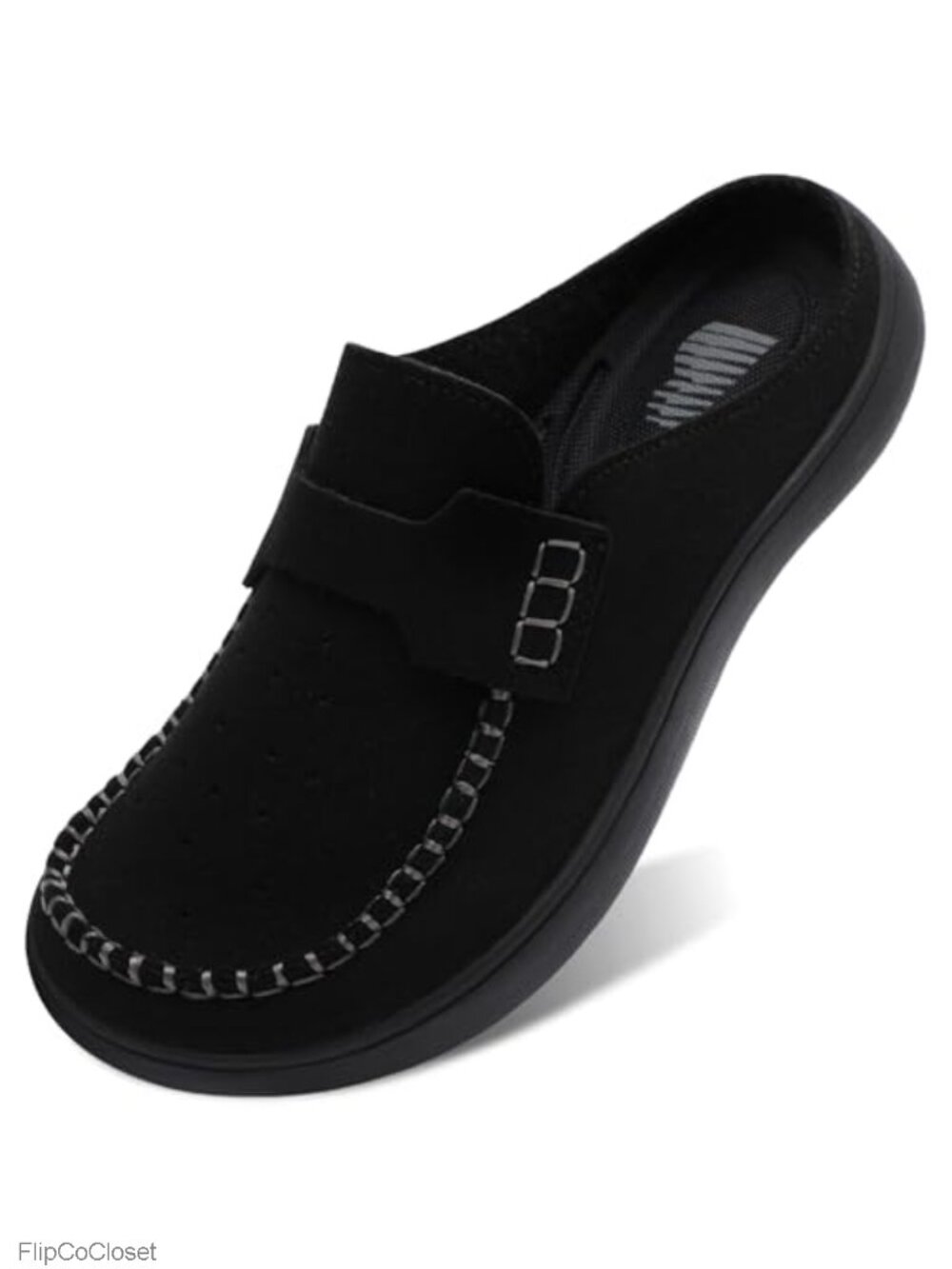 Suede Faux Leather Wide Toe Slip On Mules Clogs Casual Slippers